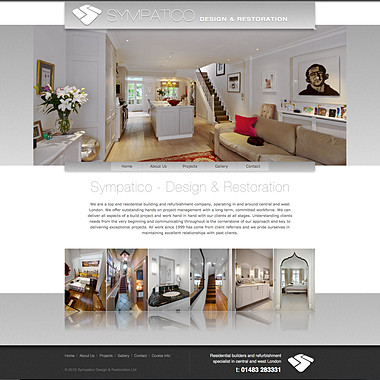 Sympatico website screenshot including logo design, website design and all architectural photography